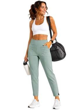 32 Degrees Lightweight Twill Pull On Pants Sage Green Cropped Tapered Utility